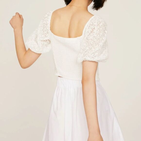 Louna Rent The Runway White Puff Sleeve Crop Top - Picture 2 of 10